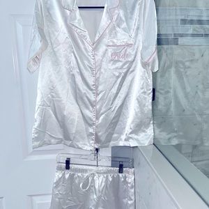 David’s Bridal BRIDE pajama set - white